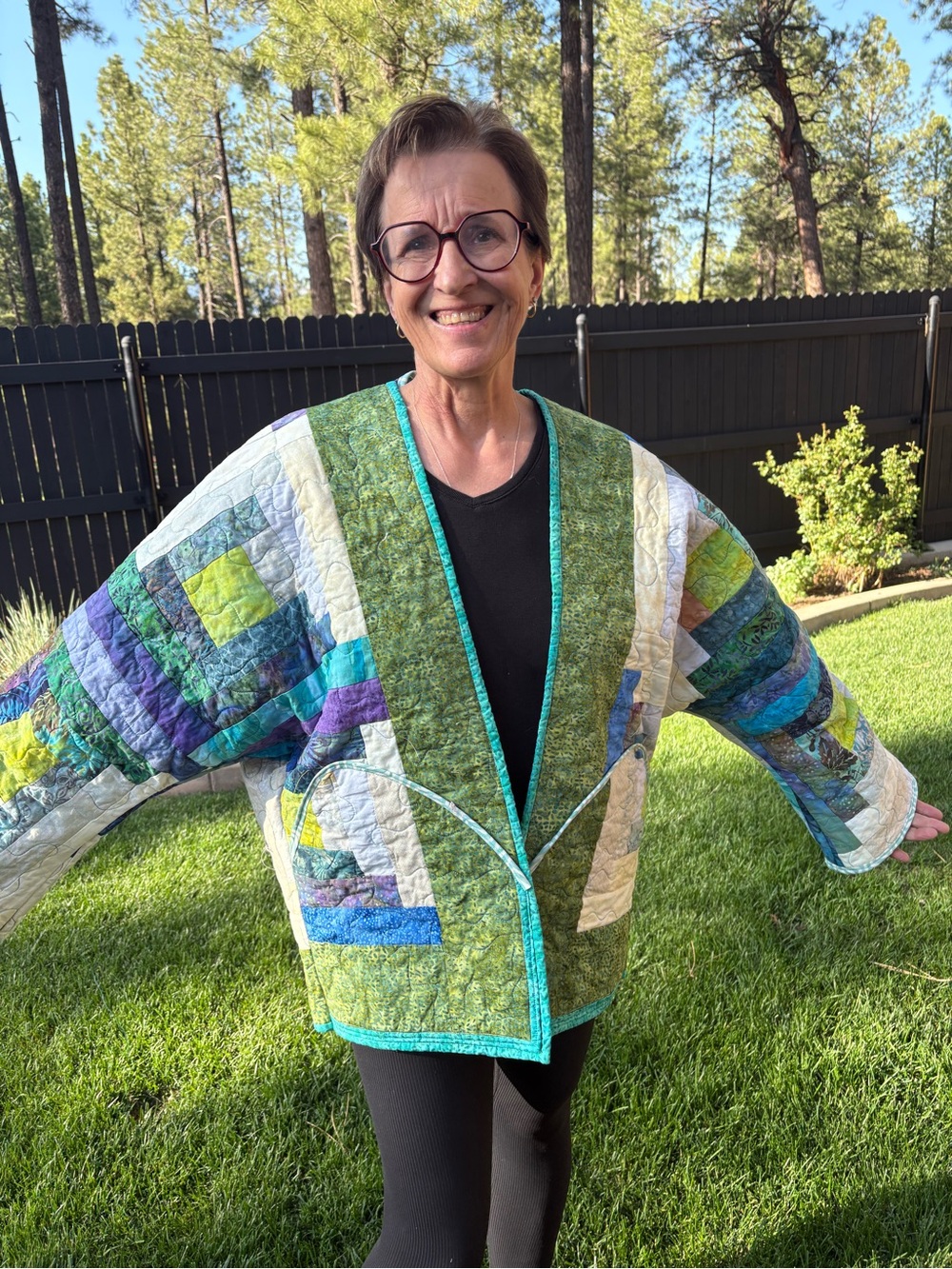 Quilted Patchwork  Jacket - Green Multicolor